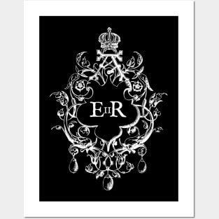 Queen Elizabeth II Royal Cypher in Vintage Frame Posters and Art